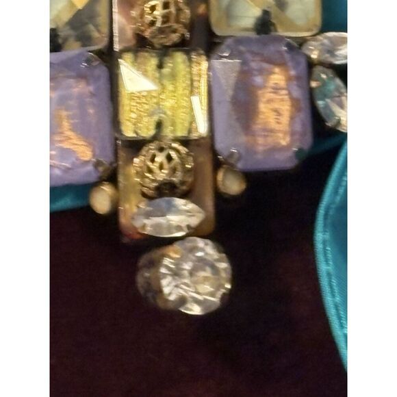 Signed Nocturne Studio JUMI Multicolor Statement Necklace With Leather Backing - Picture 8 of 12